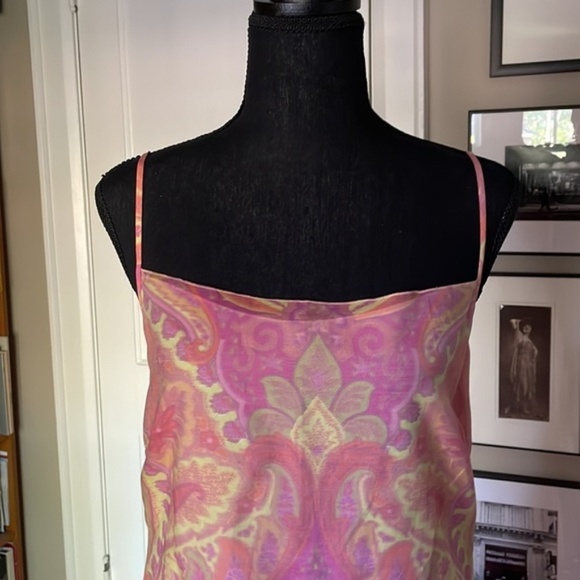 Cerruti 1881 Maxi Dress Paisley Print Slim Spaghetti Strap Back Zip Pastel 2/4 - Picture 5 of 10